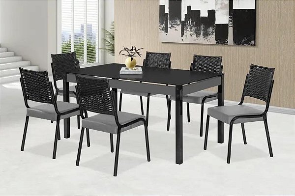 CONJUNTO MESA FACINARE DC RT. 1,60X0,90 VD SERIG-6 CAD.RAINHA NEW JUNCO DC-B - BC-104 - J18 - PRT - PRT - TRAVA GRAF  F-