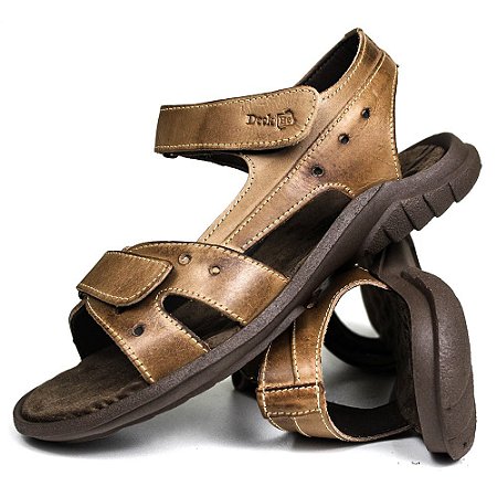 Sandália Papete Masculina De Couro Tabaco