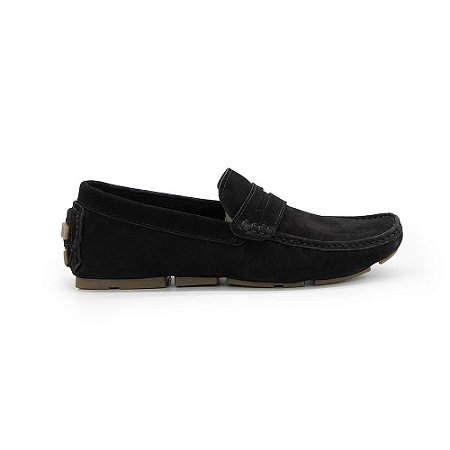 Mocassim Youth Couro Nobuck Preto