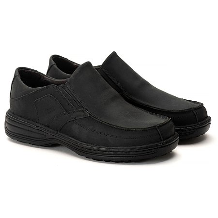 Sapato Casual Conforto Couro Preto