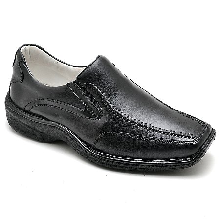 Sapato Conforto Couro Masculino Preto