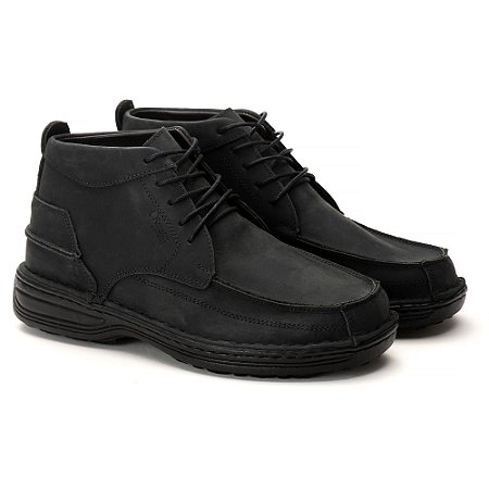 Coturno Casual Conforto Couro Preto