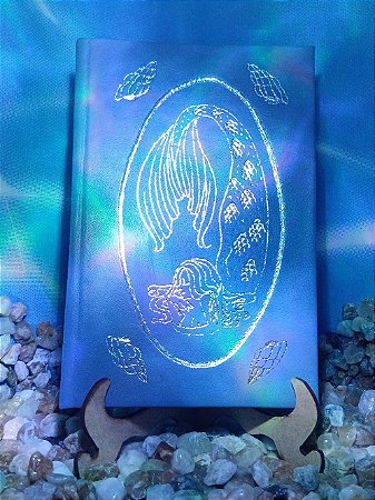 Caderno A6 de couro azul (variação 1)