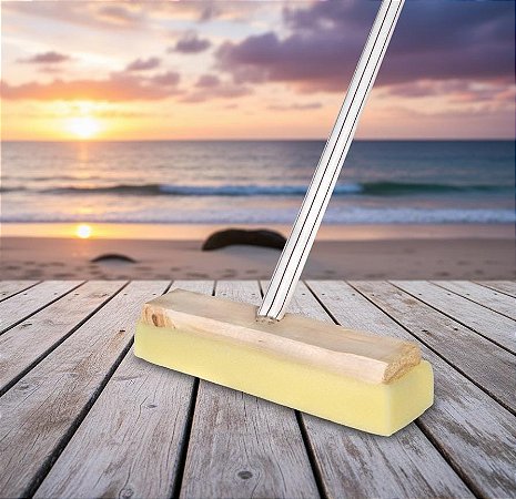 Rodo de Espuma 30cm com Base de Madeira e Cabo Longo (1,40m)