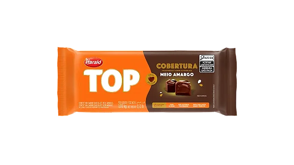 Cobertura de Chocolate Meio Amargo Top Harald 1,01kg Barra