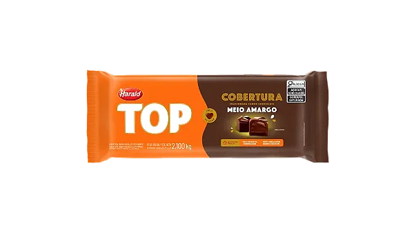 Cobertura de Chocolate Meio Amargo Top Harald 2,1kg Barra