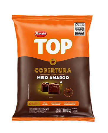 Cobertura de Chocolate Meio Amargo Top Harald 1,01kg Gotas