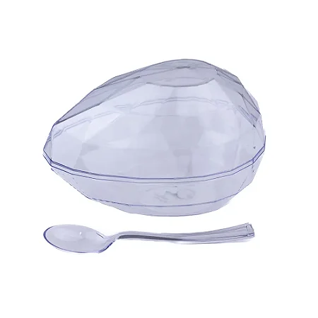 Ovo Acrílico Diamante 350g com Colher Transparente BLUESTAR