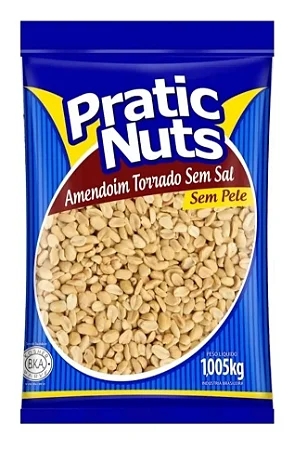 Amendoim Torrado Sem Sal Sem Pele 1kg Pratic Nuts
