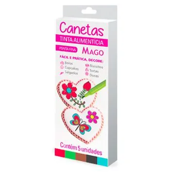 Caneta para Decorar Alimentos 5 Cores MAGO