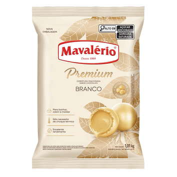 Cobertura Fracionada Chocolate Branco Gotas 1,01kg Mavalério