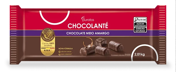 Chocolate Meio Amargo Chocolanté Barra 2,01kg Puratos