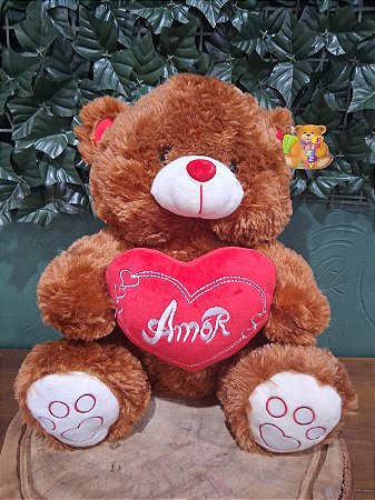 Urso de Pelúcia Marrom – Coração Vermelho “Amor”