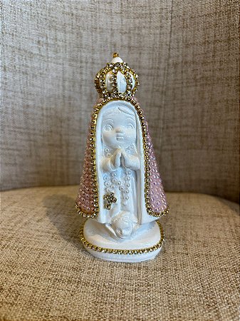 Nossa Senhora Baby Rosa com Strass 12cm