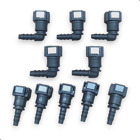 10 Conector Engate Rápido Combustivel Reto Curvo 90º 8x8mm