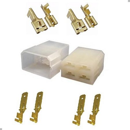 10 Plug Conector 4 Vias Tampão Porta Malas Com Terminal Som