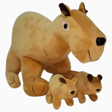 Capivara Grávida com Dois Filhotes Bichos de Pano