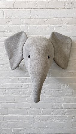 Cabeça de Elefante Decoração Infantil Cinza