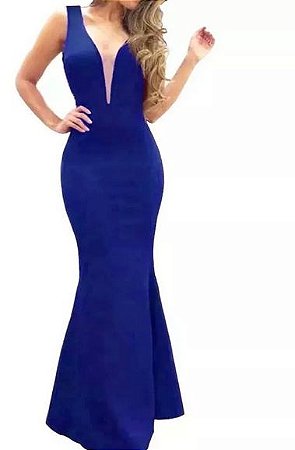 vestido azul royal com tule