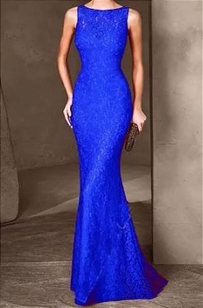 vestido azul royal sereia