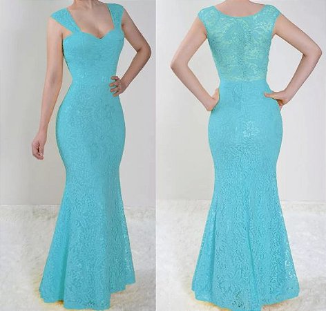 vestido de madrinha azul tiffany sereia