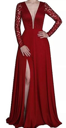 vestido marsala fenda