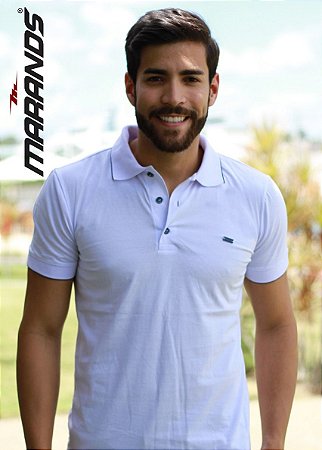 Camisa polo Masculina Branca manga curta Original Marands