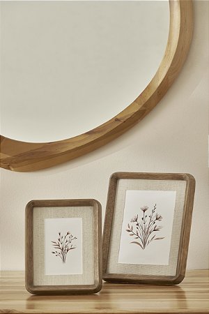 Porta-Retratos Em Madeira E Linho 10x15