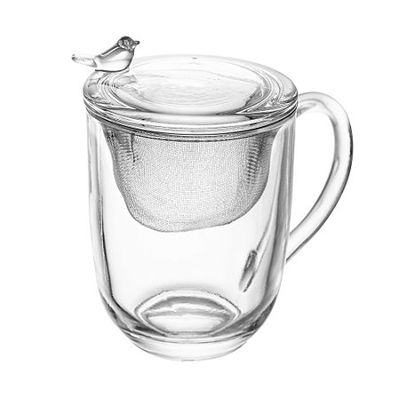 Caneca com Tampa e Filtro Bird 350ml Cristal - Wolff