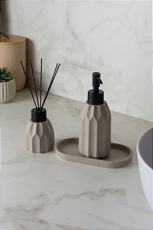 Conjunto 3 Peças para Banheiro Aromatta Cinza Cerâmica - Wolff