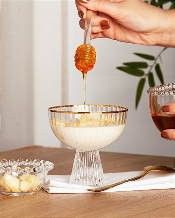 Conjunto 2 Taças de Sobremesa de Cristal Ecológico com Fio de Ouro Lines 200ml - Wolff