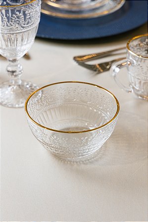 Conjunto 4 Bowls Mauve com Fio de Ouro 12,5cm x 6,5cm Cristal - Wolff