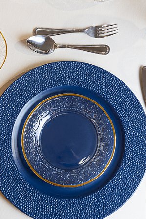 Prato para Sobremesa Mauve com Fio de Ouro 19cm x 2cm Cristal 4 Pçs - Wolff