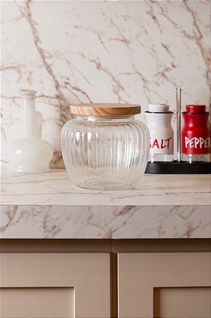 Porta Mantimento de Vidro com Tampa de Pinus 1,3L - Wolff