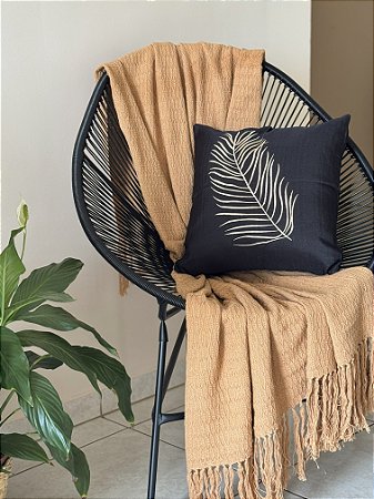 Capa de Almofada em Linho Bordada 45x45