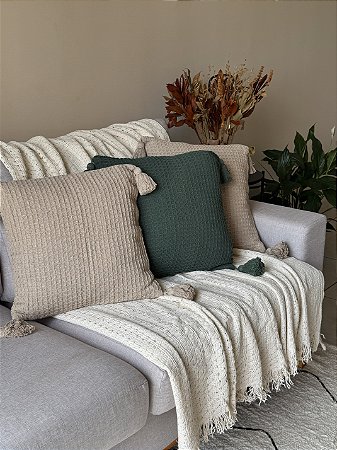 Kit Capa de Almofada Boho Franja 2 Pcs- 45x45 Cinza