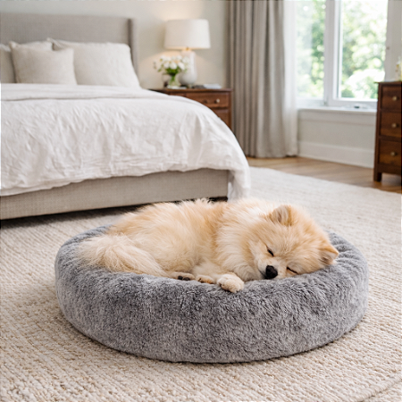 Cama Pet Nuvem Donuts Veludo Macia Cães/Gatos Confortável M