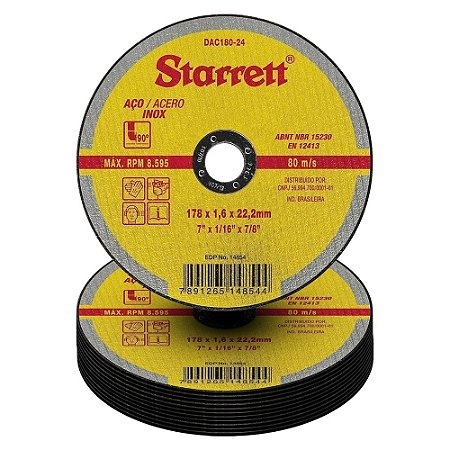 Disco de Corte Starrett 7" 178x1,6x22,2mm Preto