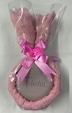 Lembrancinha - Toalhinha e Sabonete - Redondo - Saquinho com Laço