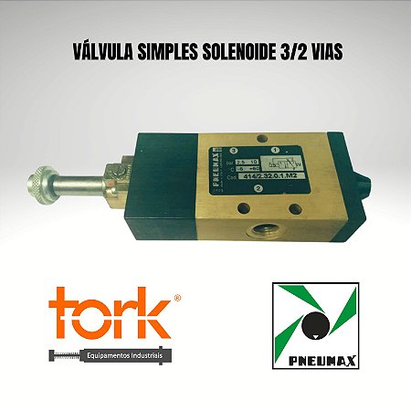 Válvula Pneumática simples solenoide 3/2 vias 414/2.32.0.1.M2 Pneumax.