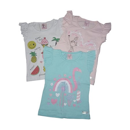 Blusa Feminina de Cotton Manga Franzida