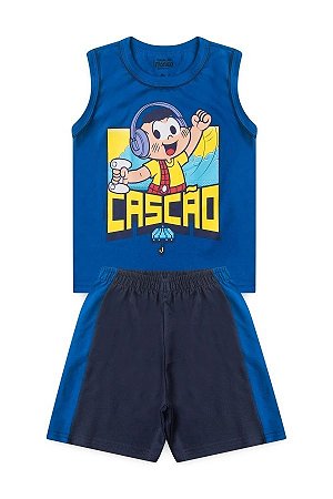 Conjunto Masculino Infantil Jogador Cascão Turma da Mônica