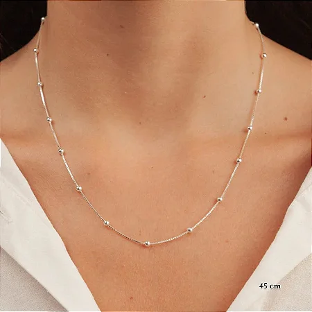 Corrente Veneziana com Bolinhas Prata 925