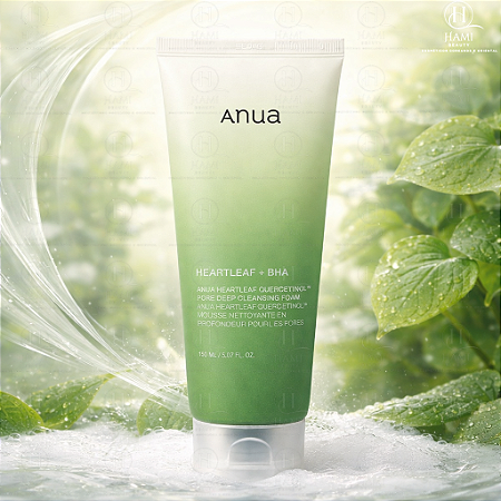 Anua Heartleaf + BHA Pore Deep Cleansing Foam - Espuma de Limpeza Facial Coreana