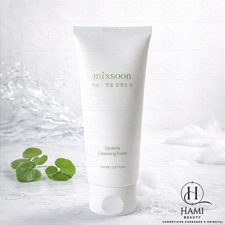 Mixsoon Centella Cleansing Foam – Espuma de Limpeza Facial Coreana com Centella Asiática para Limpeza Profunda e Acalma a Pele