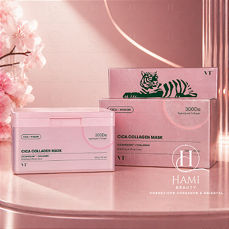 VT Cica Collagen Mask 30 Sheets – Máscara Facial Coreana Firmadora com Colágeno e Cica