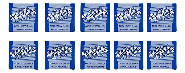 Veda Rosca Fita Teflon 18mm X 50m Ptfe Puro Kit Com 10 Rolos