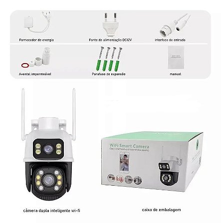 CAMERA INTELIGENTE SMART WIFI DUPLA JT-9698 PRO - DURAWELL