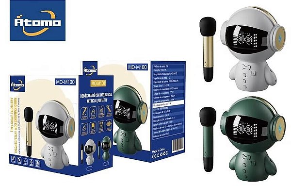 CAIXA DE SOM BLUETOOTH ATOMO ASTRONAUTA C/ MICROFONE MO-M100