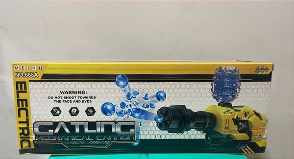ARMA DE GEL CANHAO MECANICO ELETRICO LANCADOR DE BOLINHA C/ OCULOS E 1000 MUNICAO NO-668A
